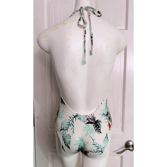 Moving Sale! EUC Roxy Shady Palm V Neck Swimsuit Halter Style Mesh Insert Medium - Picture 6 of 9